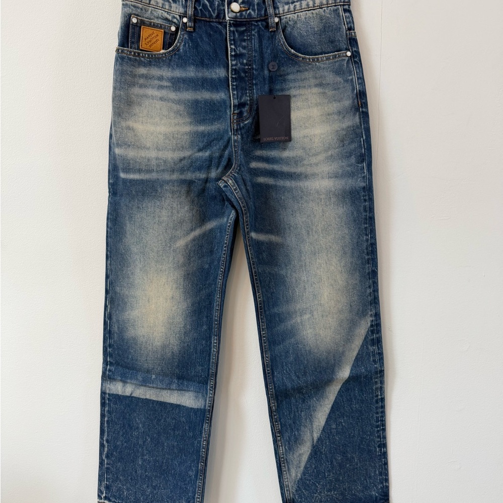 Louis Vuitton Distressed Blue Jeans
